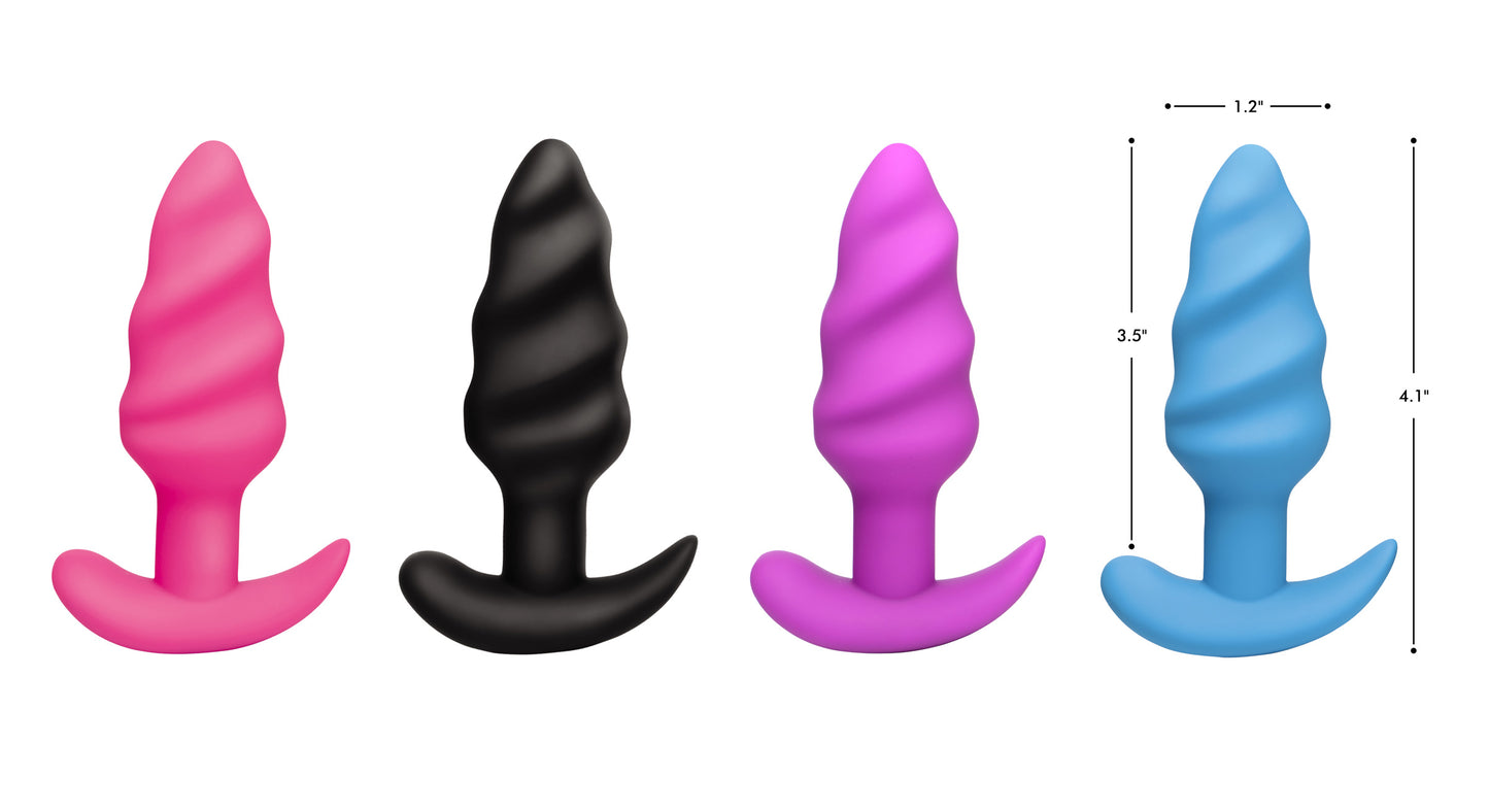 Remote Control 21x Vibrating Silicone Swirl Butt Plug - Pink