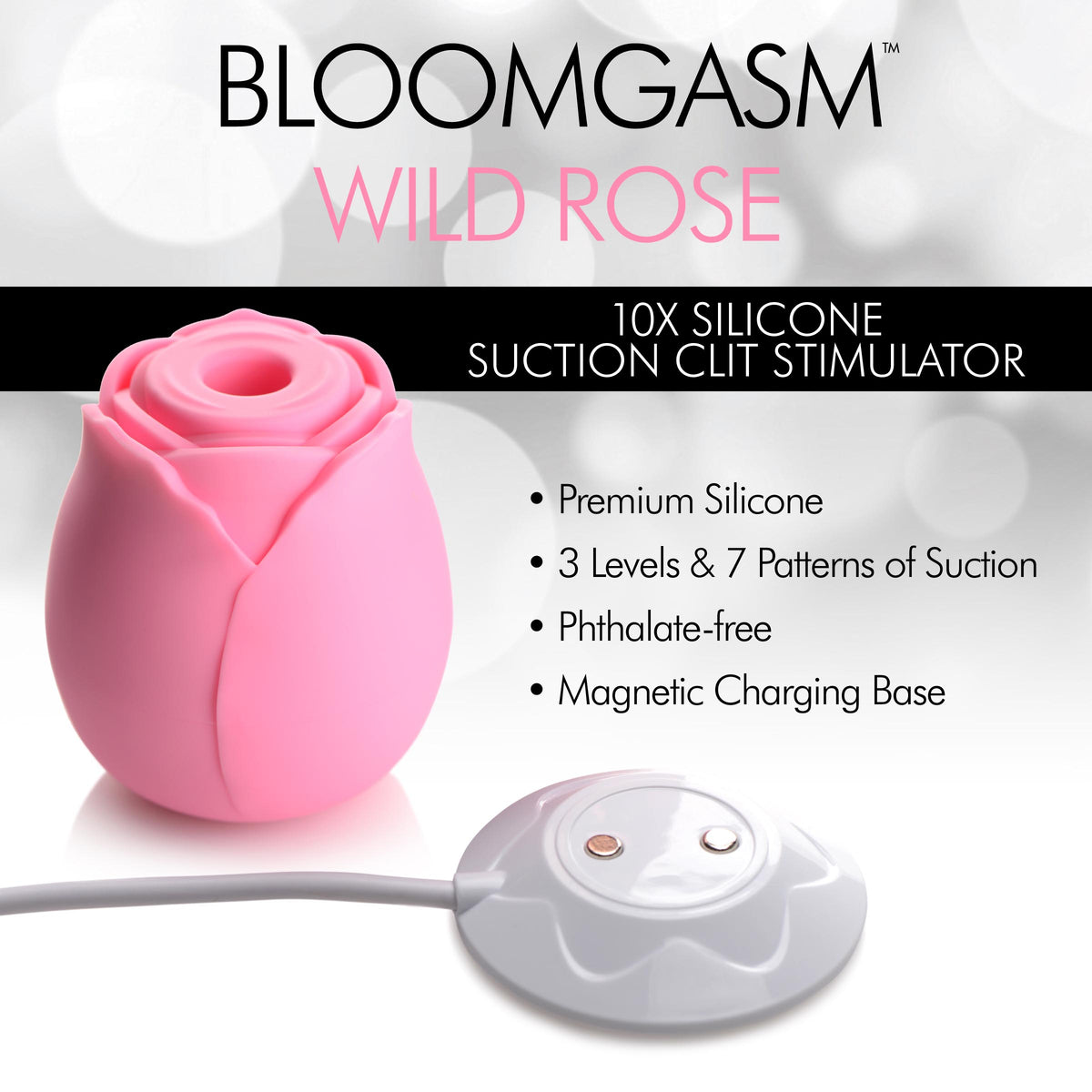 Bloomgasm Wild Rose 10x Suction Clit Stimulator - Pink