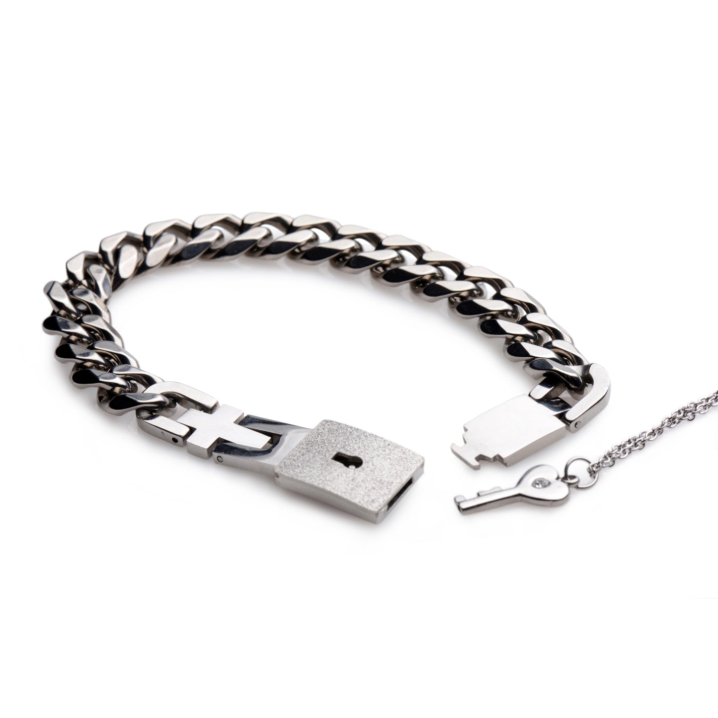 Chained Locking Bracelet And Key Necklace