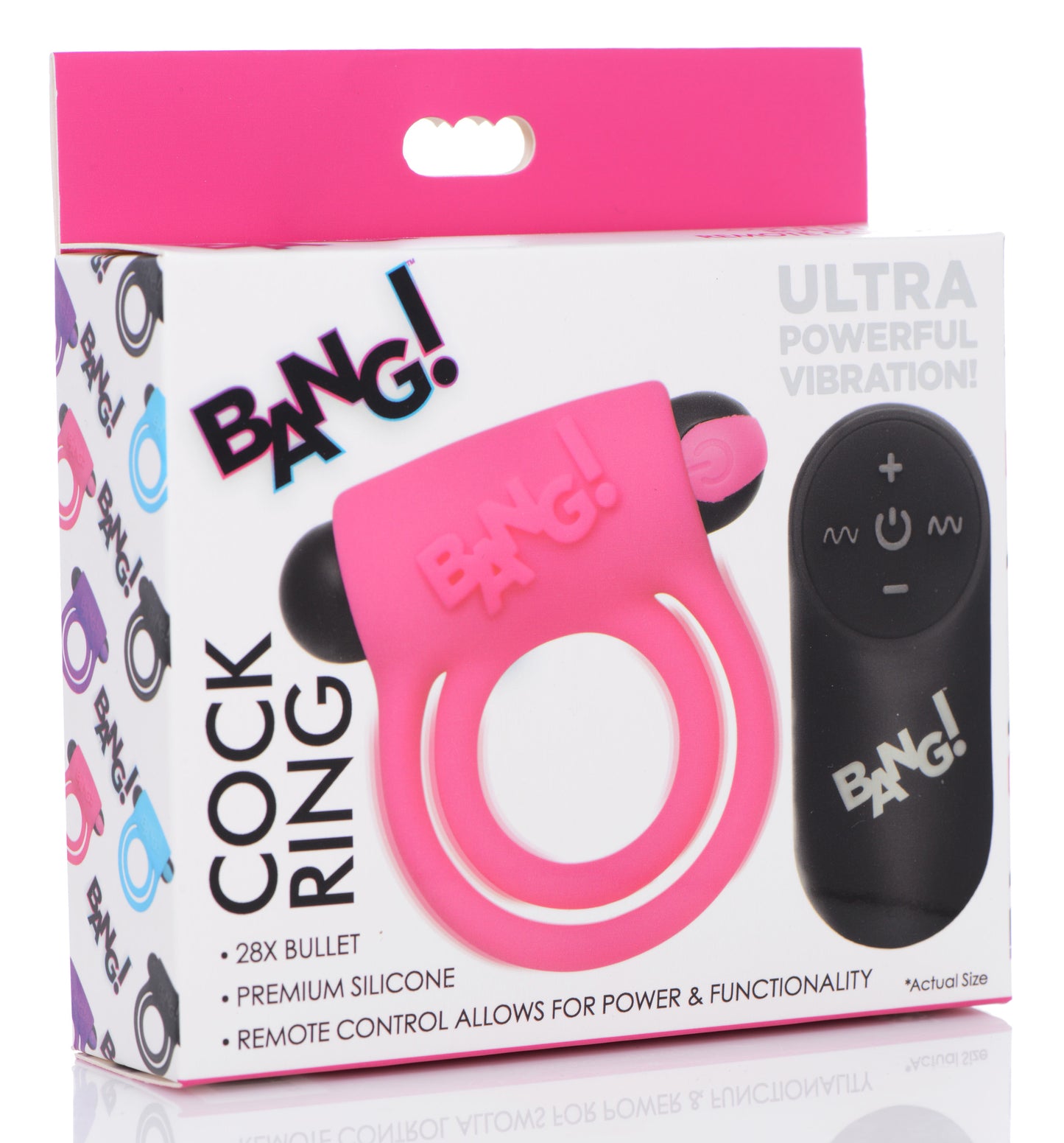 Remote Control 28x Vibrating Cock Ring And Bullet - Pink