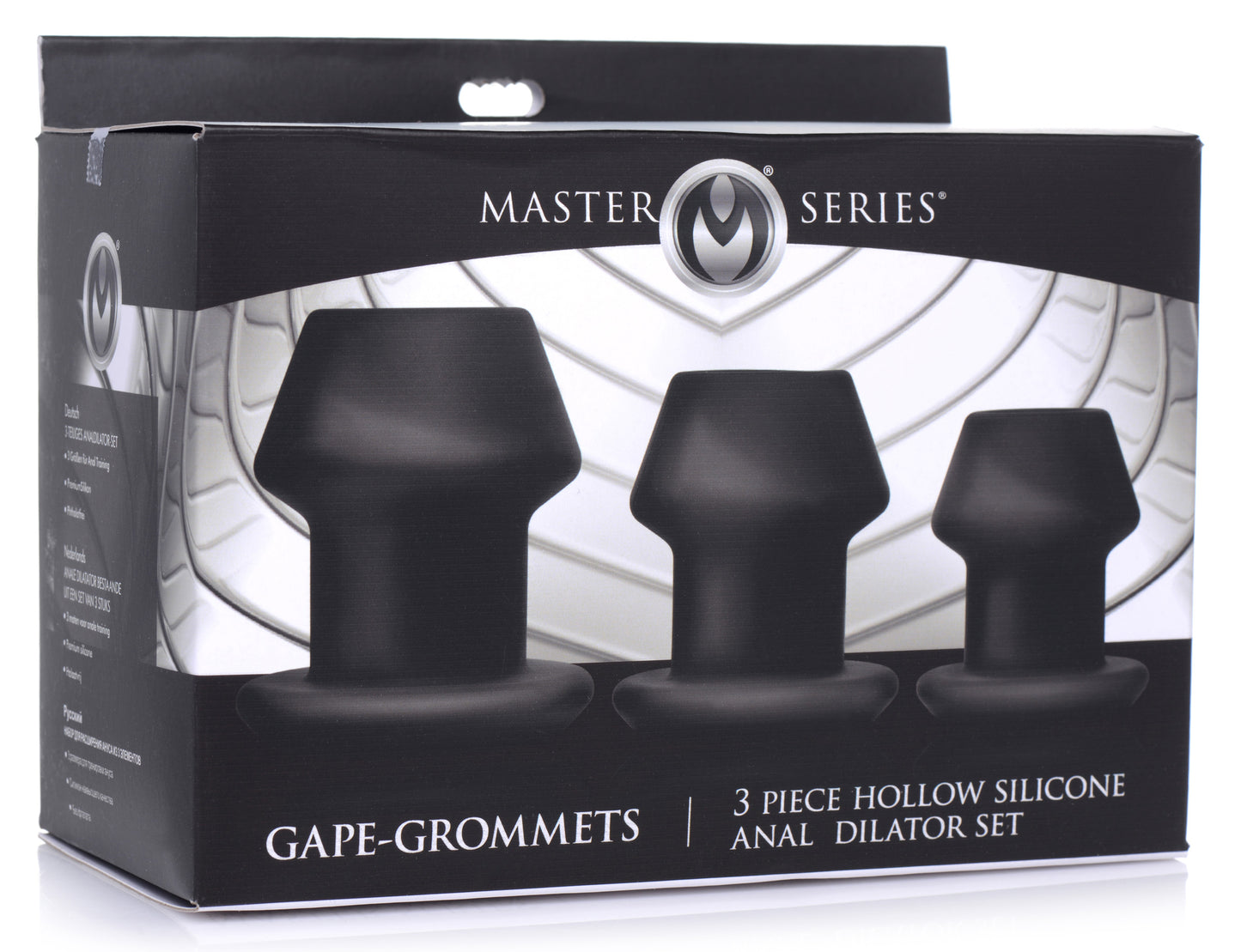 Gape-grommets 3 Piece Hollow Silicone Anal Dilator Set