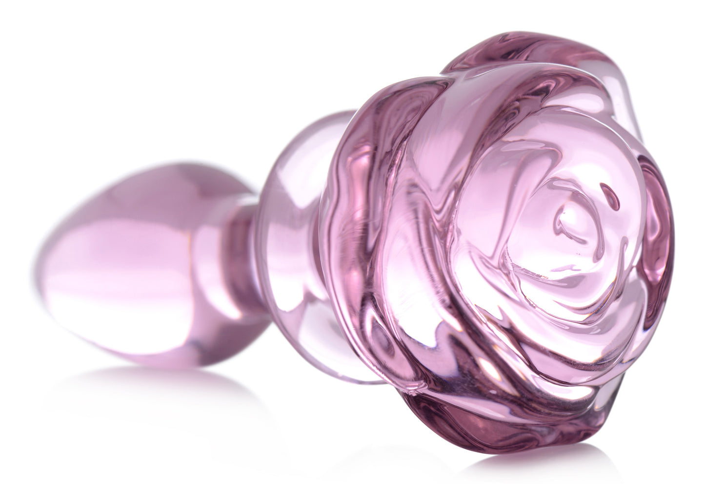 Pink Rose Glass Anal Plug - Small