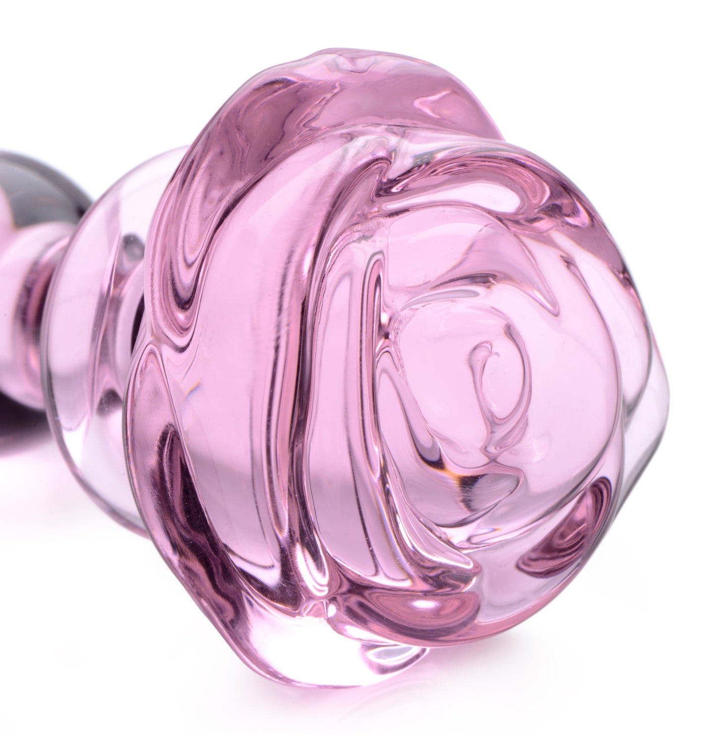 Pink Rose Glass Anal Plug - Small