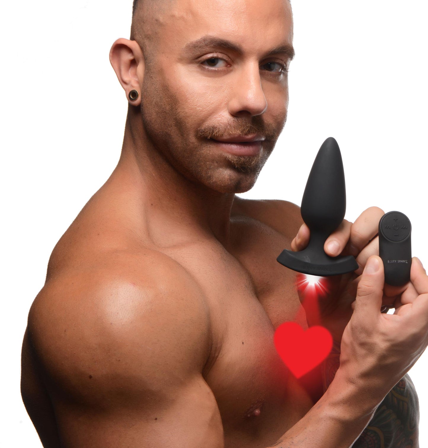 28x Laser Heart Silicone Anal Plug With Remote – Large
