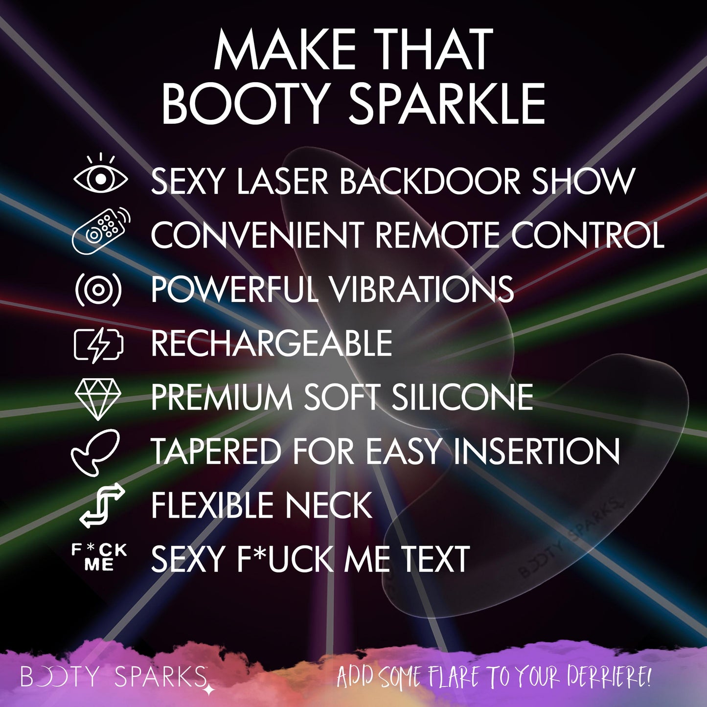 28x Laser Fuck Me Silicone Anal Plug With Remote Control - Small