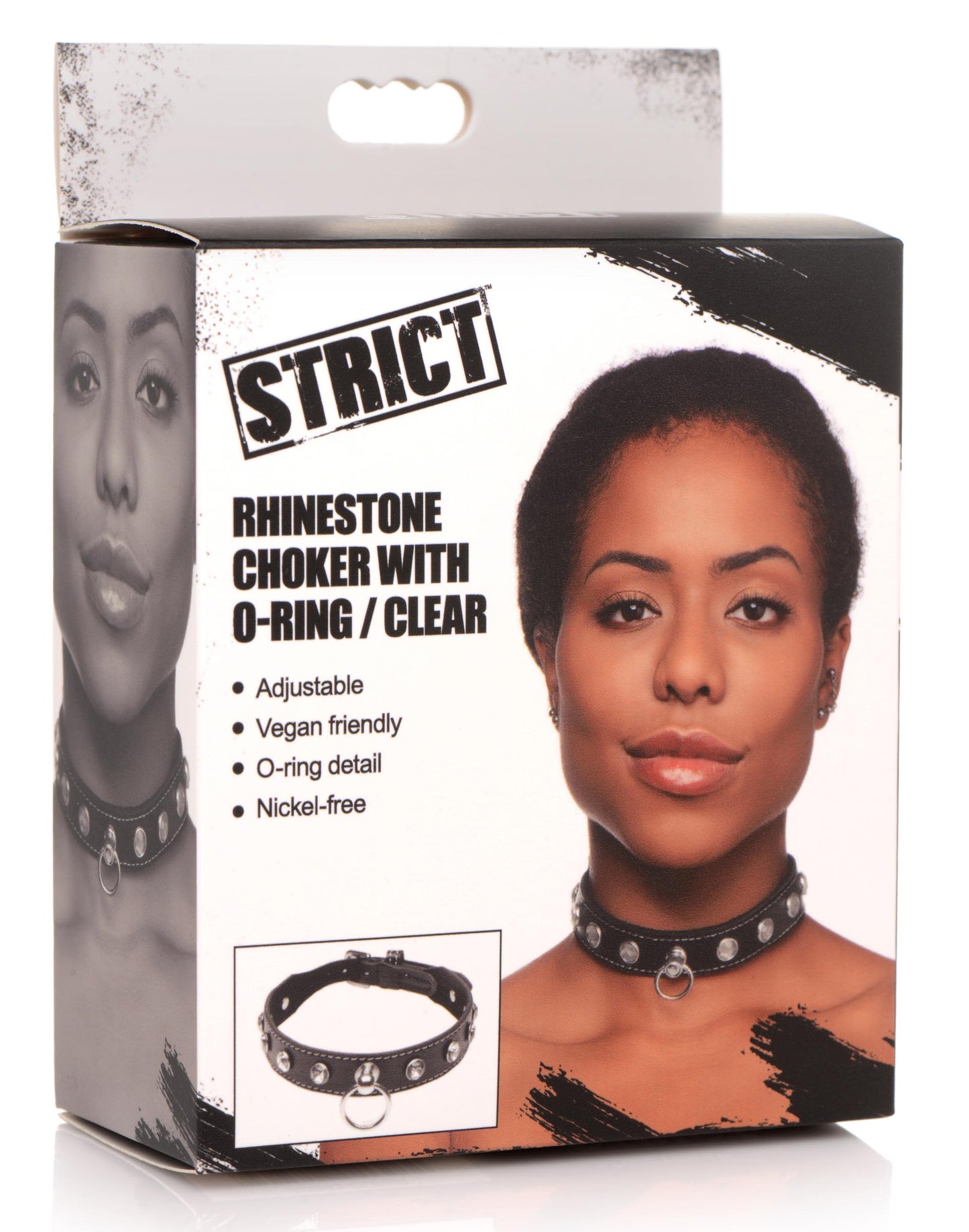Rhinestone Choker With O-ring - Clear