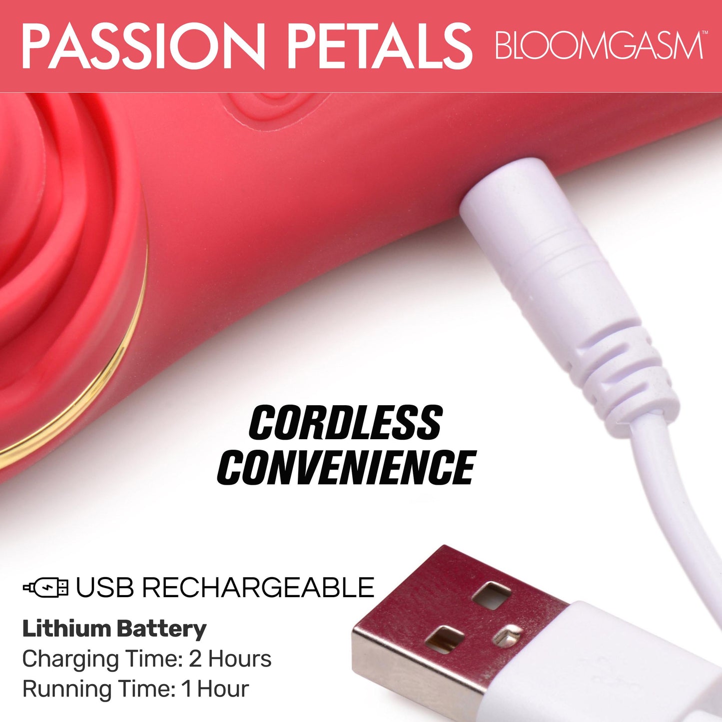 Passion Petals 10x Silicone Suction Rose Vibrator - Red