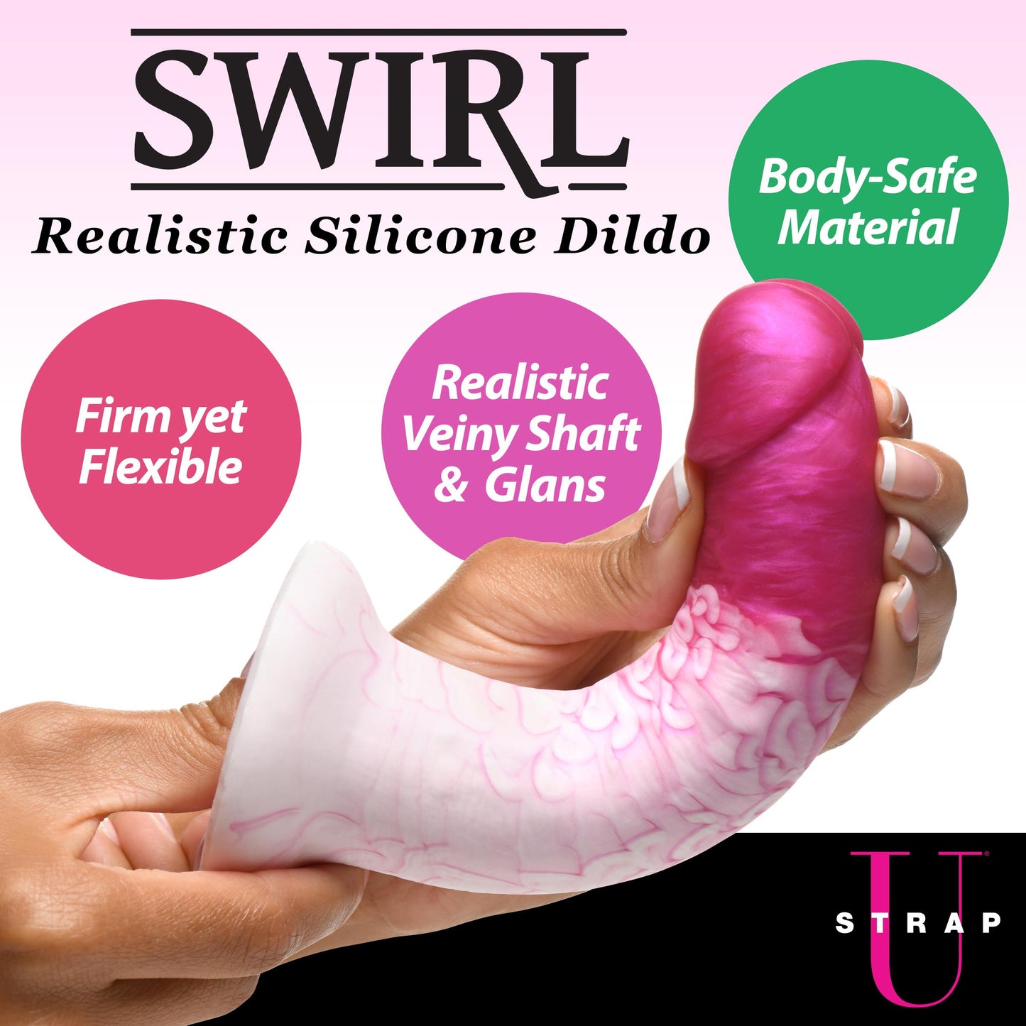 Swirl Realistic Silicone Dildo - Pink