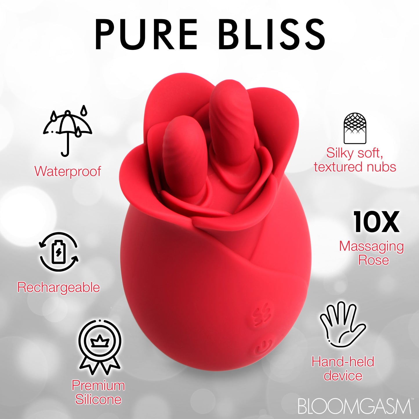 10x Fondle Massaging Rose Silicone Clit Stimulators