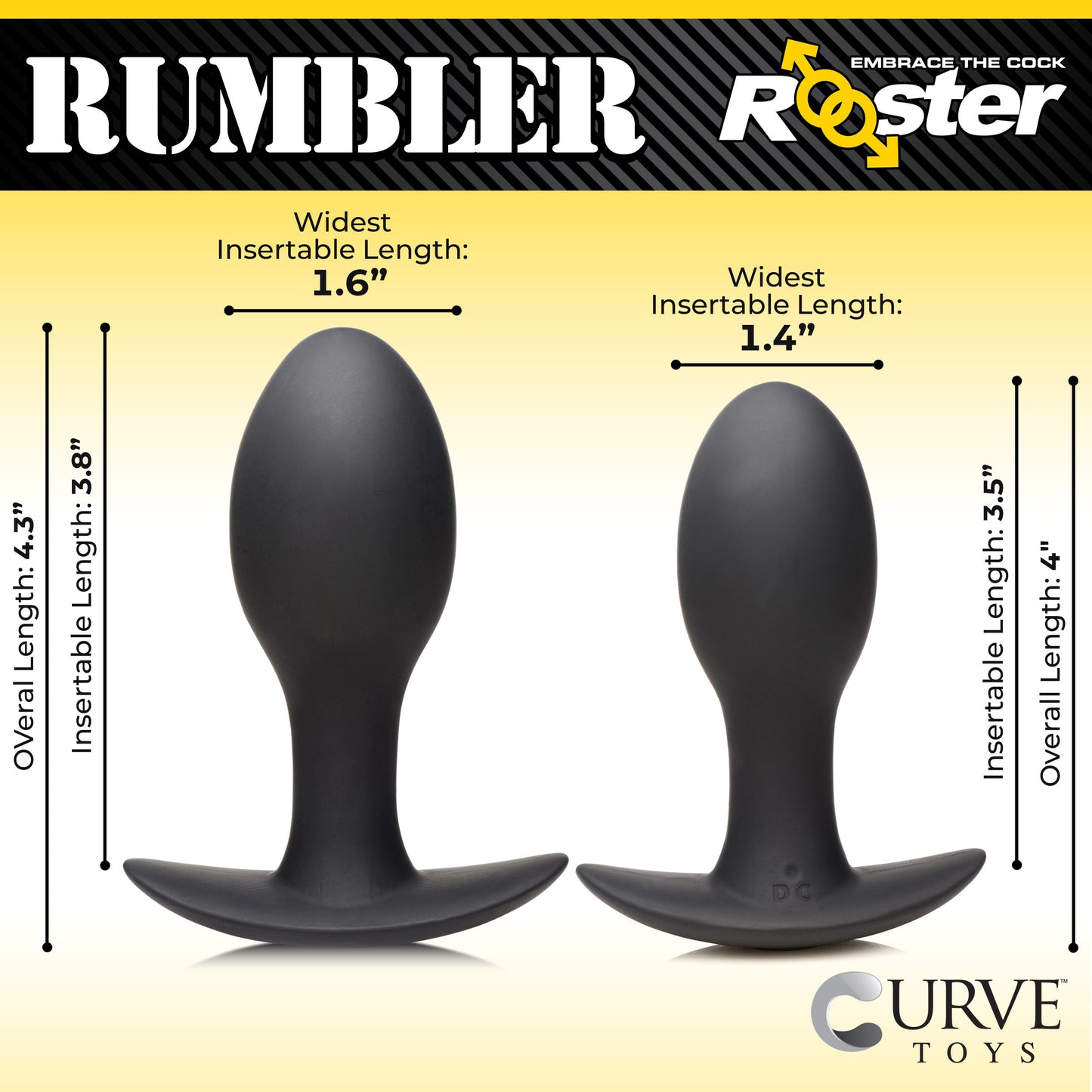 Rumbler Vibrating Silicone Butt Plug - Large