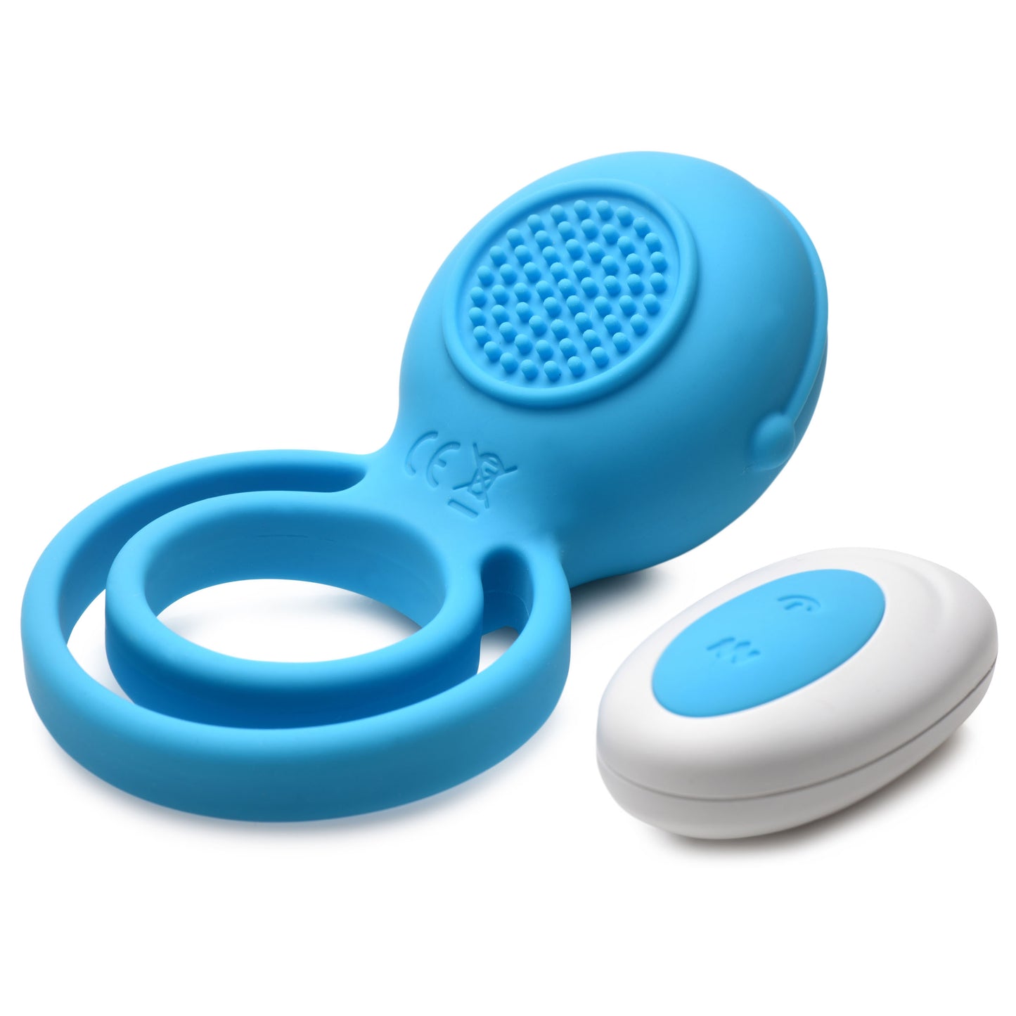 Love Loops 10x Silicone Cock Ring With Remote - Blue