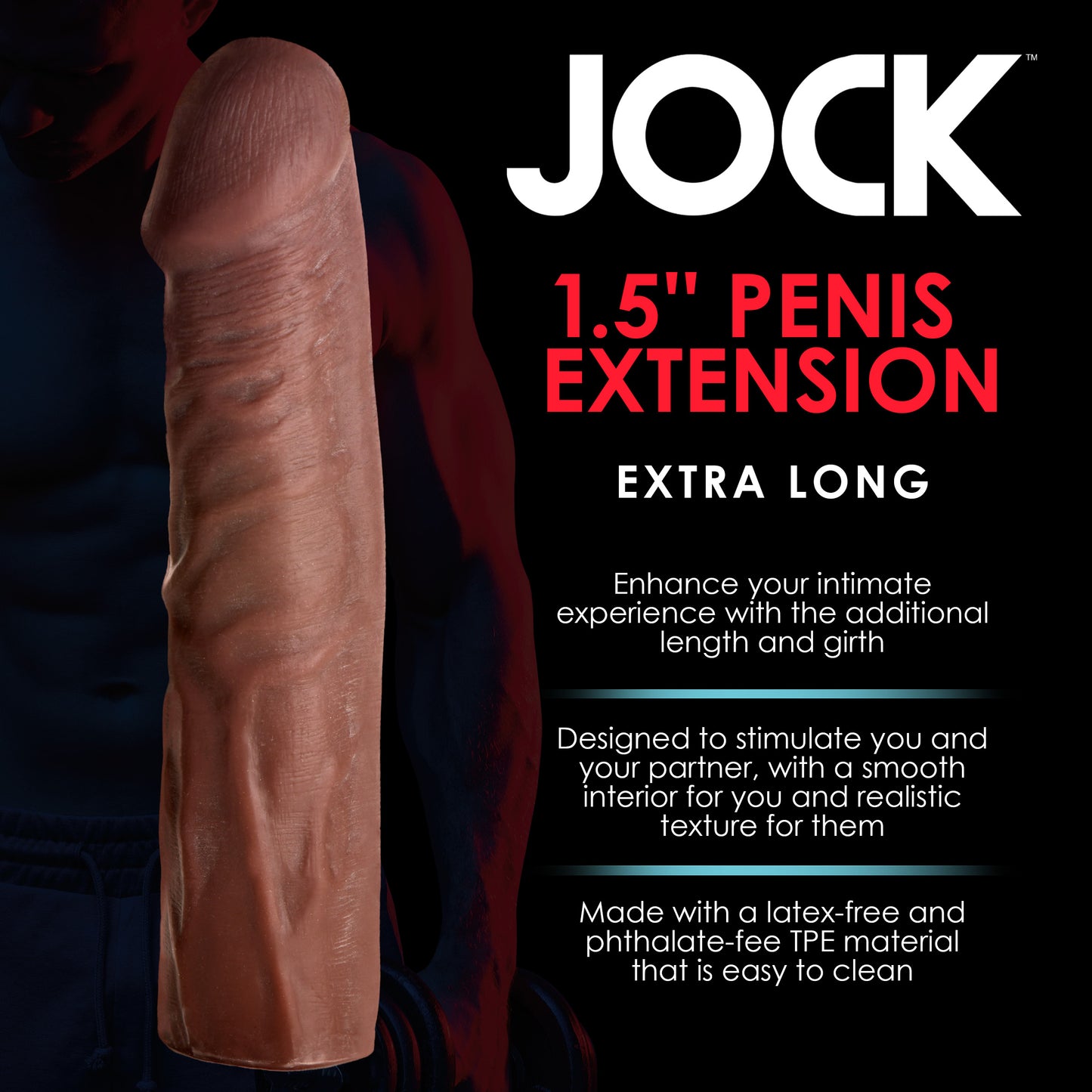 Extra Long 1.5 Inch Penis Extension - Dark