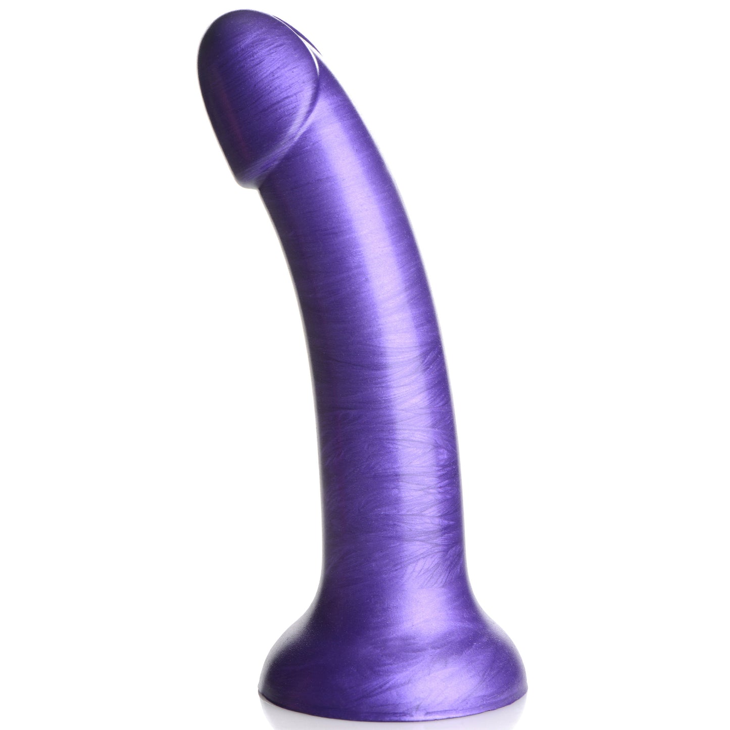 Metallic Silicone 7 Inch Dildo - Purple