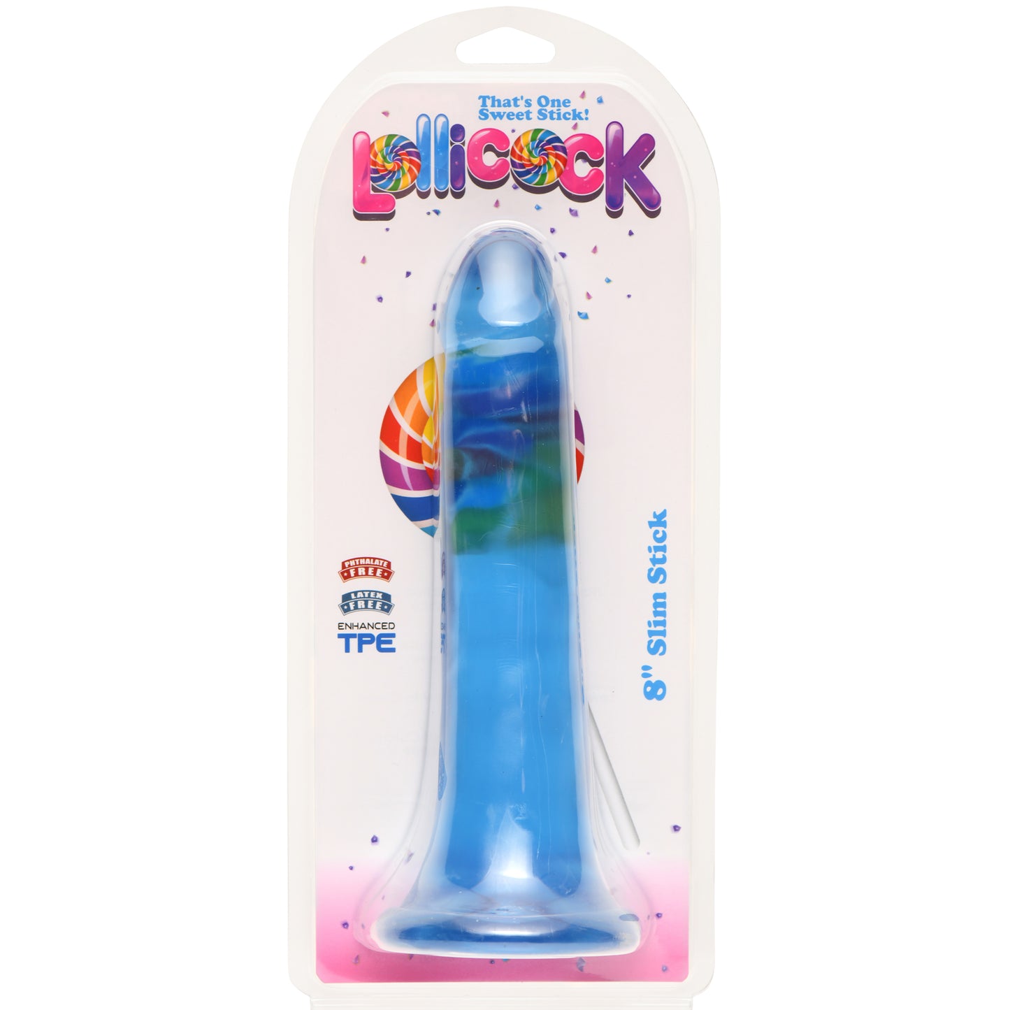 8 Inch Slim Stick Berry Ice Dildo