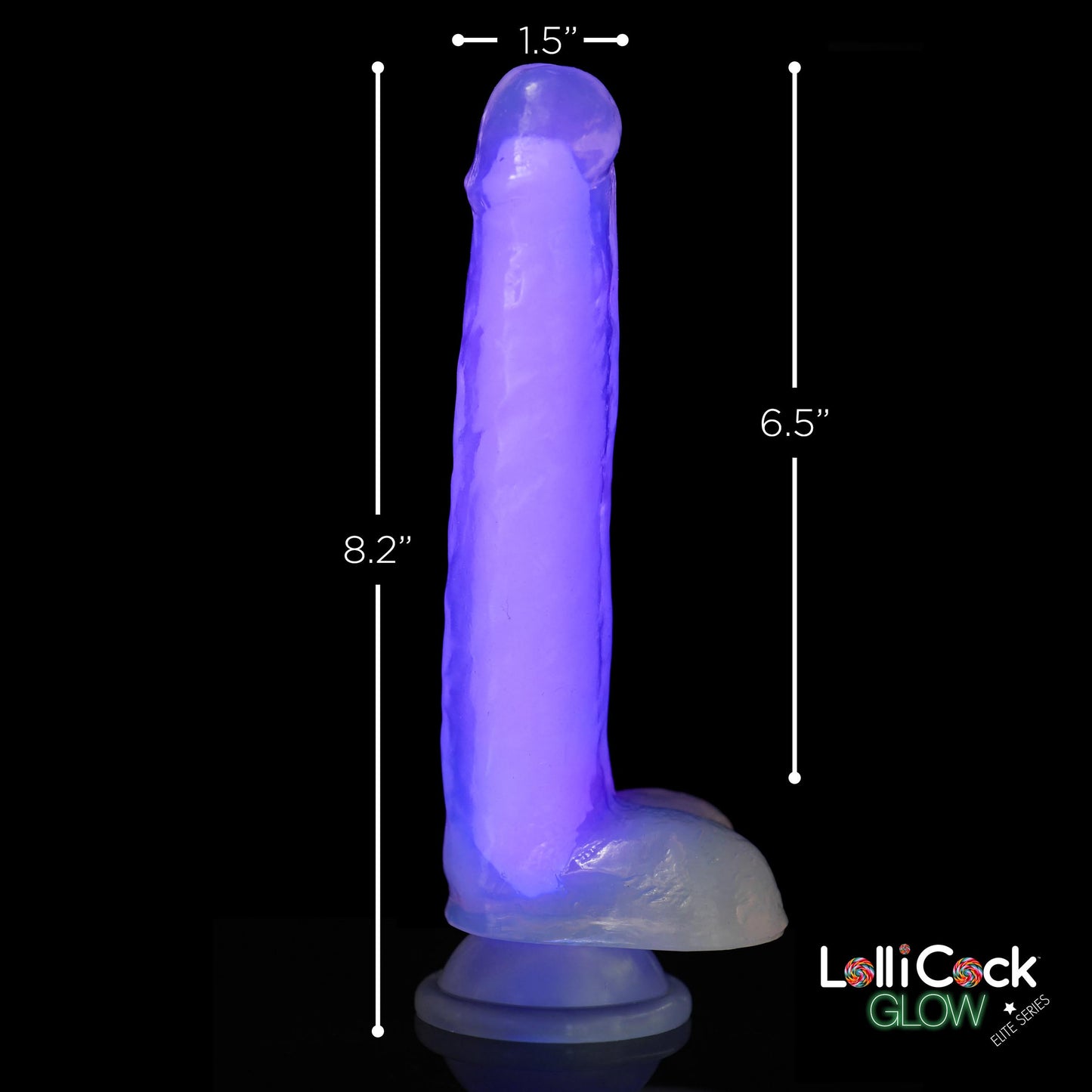 7 Inch Glow-in-the-dark Silicone Dildo With Balls - Purple